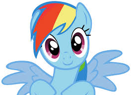 Rainbow Dash smiling with wings visible